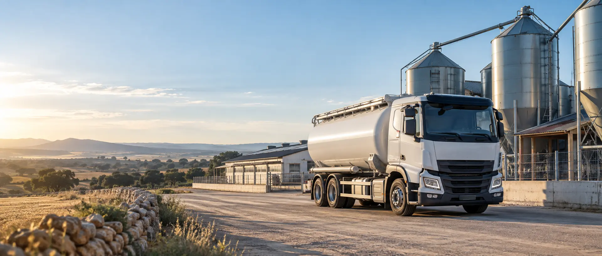 Transporte agrícola junto a silos